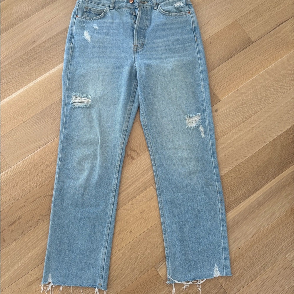 Zara Light Blue Straight Leg Jeans
